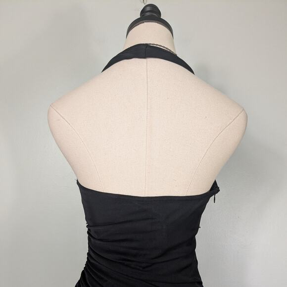 Vintage Nites Prom Dress Maxi Gown 10 Black Y2K Fairy Goth Babydoll Halter Glam - Picture 4 of 9